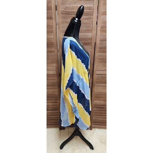 Jessica Simpson Smooth Sailing V-Neck Swimsuit blue/yellow Size Large L Cover-Up - Picture 3 of 7